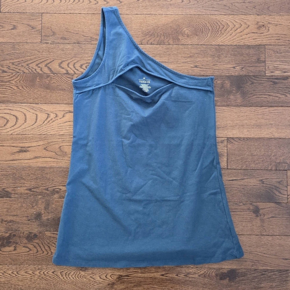 Torrid Foxy Cut Out One Shoulder Tank in Blue Size 00